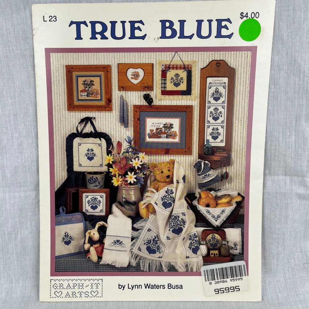 True Blue Graph-it Arts Cross Stitch Pattern Book Lynn‎ Waters Busa 1989
